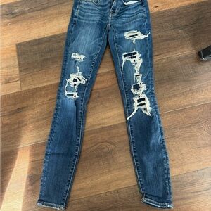 American Eagle Outfitters Ripped Blue Skinny Jeans